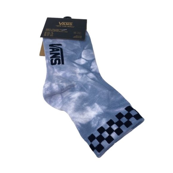 VANS Peek-A-Check Crew Sock 1 Pair Women's Size White Blue Logo VN0006Z1BD2 - Picture 2 of 5